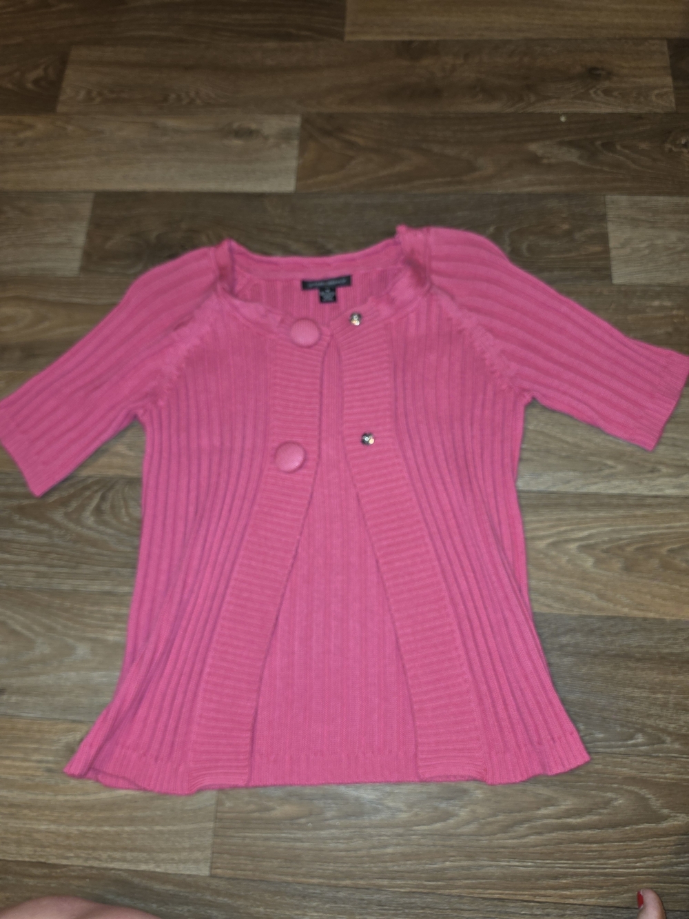 Designers Originals Hot Pink Ribbed Short-Sleeve Cardigan
